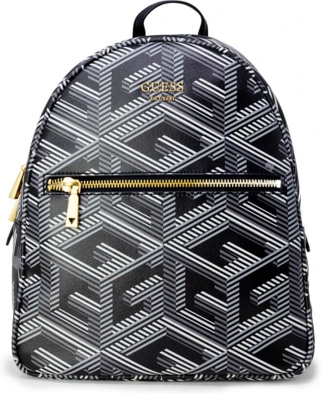 Guess Zwarte Polyurethaan Rugzak met Verstelbare Banden Black Unisex