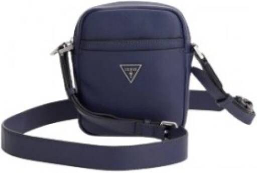 Guess Saffiano Leren Heren Cross Body Tas Blauw Heren