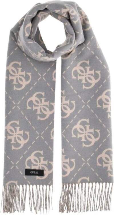 GUESS sjaal met logoprint grijs lichtroze