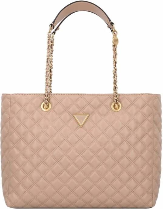 Guess Beige Handtas met Schouderbanden en Meerdere Compartimenten Beige Dames