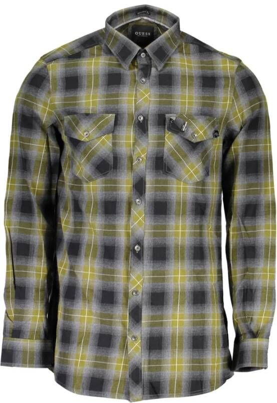 Guess Groene Katoenen Overhemd met Print Multicolor Heren