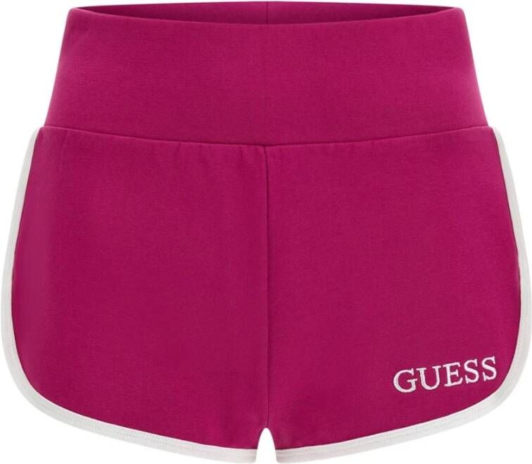 Guess Geborduurde Logo Mini Shorts Roze Pink Dames