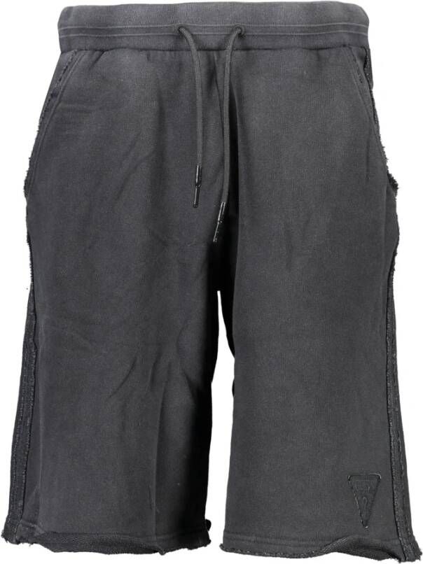 Guess Zwarte Katoenen Sport Bermuda met Contrasterende Details Black Heren