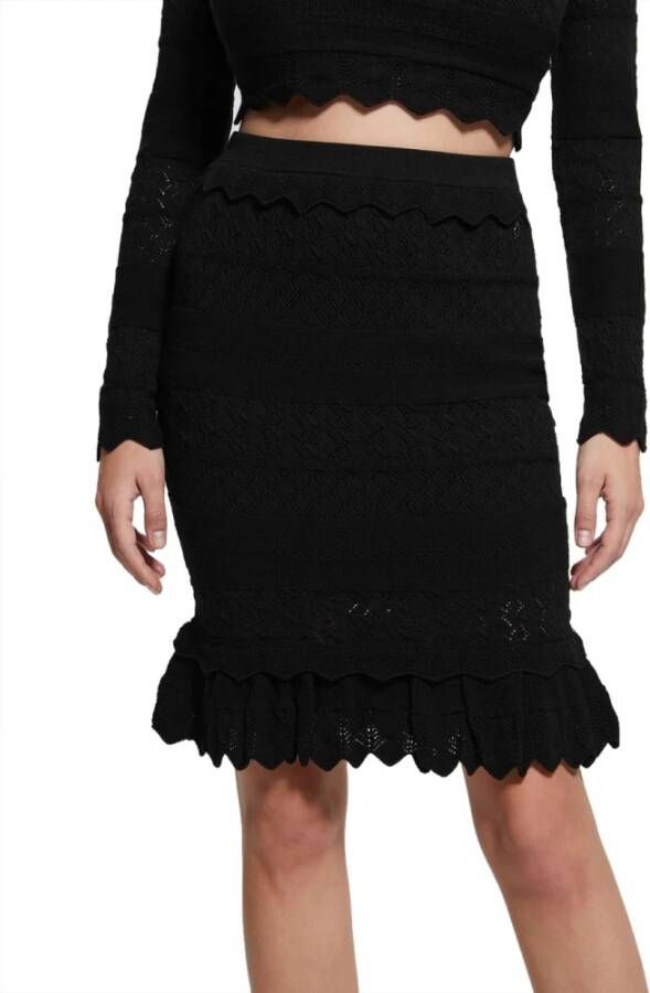 Guess Elegant Ruffled Skirt Black Dames