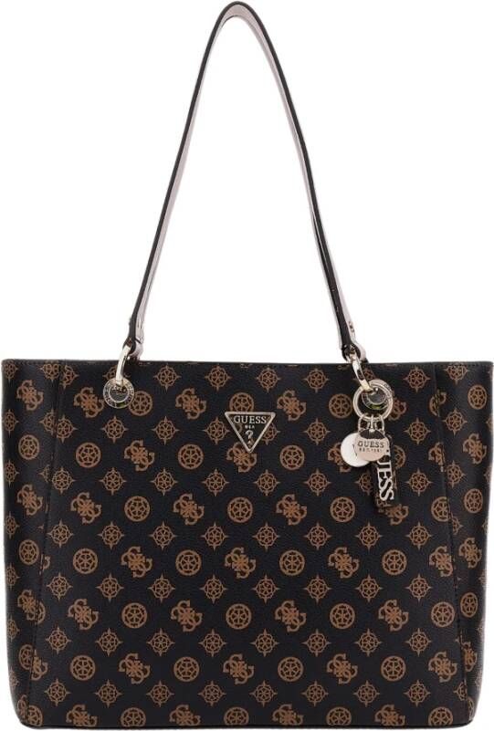 Guess Bruine Polyethyleen Schoudertas met Meerdere Compartimenten Multicolor Dames