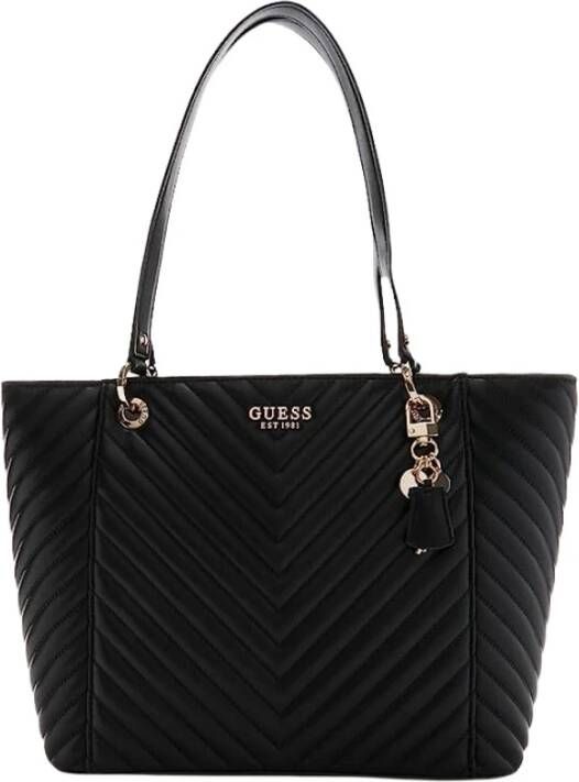 Guess Gewatteerde Gestreepte Schoudertas Black Dames