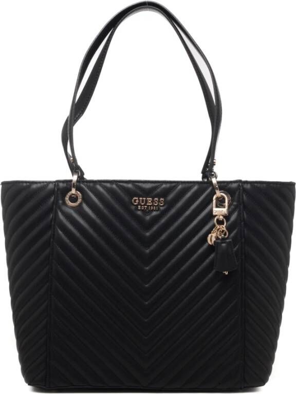 Guess Gewatteerde Gestreepte Schoudertas Black Dames