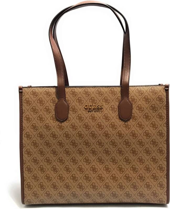 Guess Beige Handtas met Schouderbanden en Meerdere Compartimenten Beige Dames