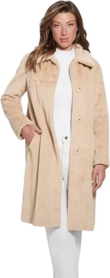 Guess Single-Breasted Coats Beige Dames