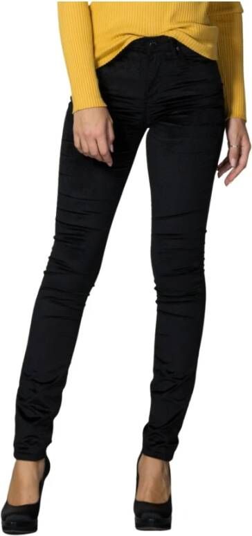 Guess Skinny broek met fluweeleffect Zwart Dames