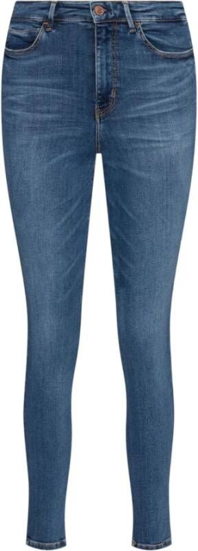 Guess Skinny-Fit Jeans Carrie Mid Label-Patch Blue Dames