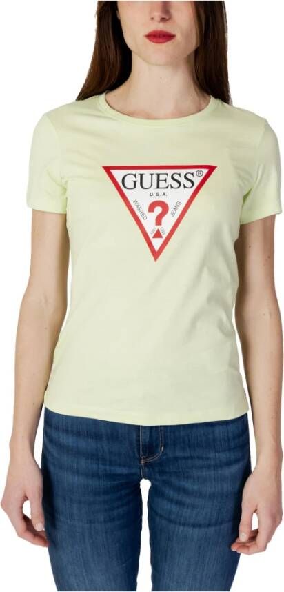 Guess Groene Ronde Hals T-shirt voor Vrouwen Green Dames