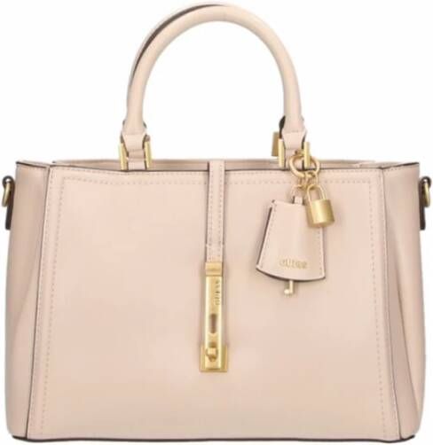 Guess Beige Eco Leren James Handtas Schoudertas Beige Dames