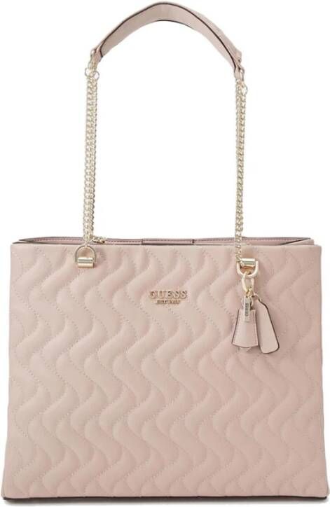 Guess Stijlvolle Eco Leren Tas met Clip en Ritssluiting Roze Dames