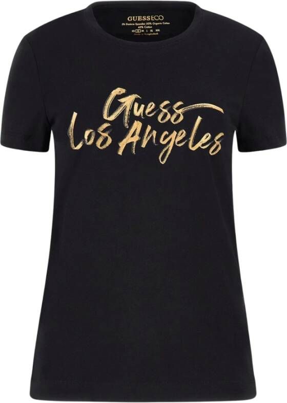 Guess Stijlvolle Gold LA Dames T-shirt Zwart Dames