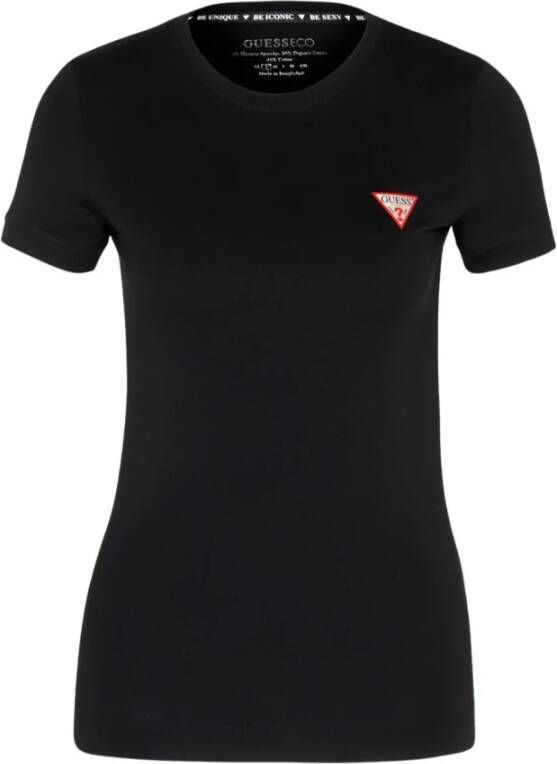 Guess Stretch T-shirt Zwart Slim Fit Korte Mouwen Zwart Dames