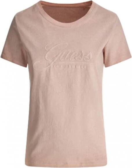 Guess T-shirt met geborduurd logo en vervaagd effect Pink Dames