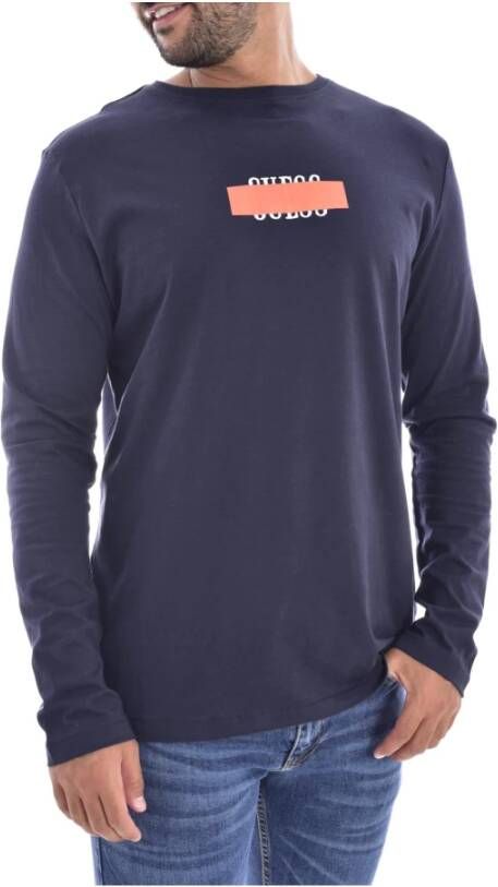 Guess T-shirt Blauw Heren