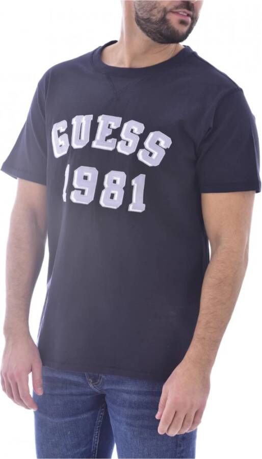 Guess T-shirt Blauw Heren