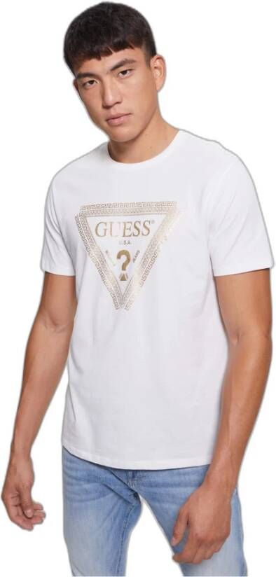 Guess T-shirt Chain Logo Wit Heren