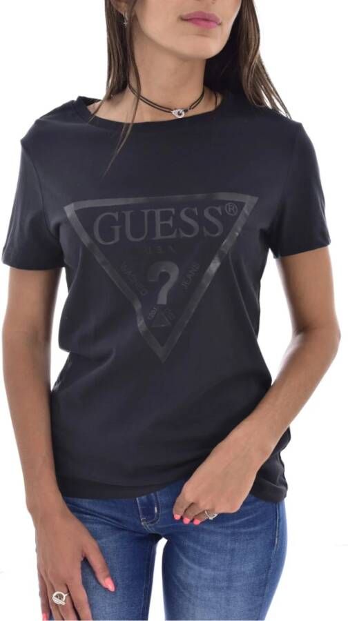 Guess Iconisch Bedrukt Logo T-Shirt Blauw Blue Dames