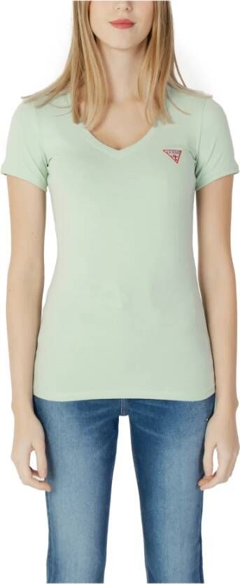 Guess Groene Marl V-hals T-shirt voor vrouwen Green Dames