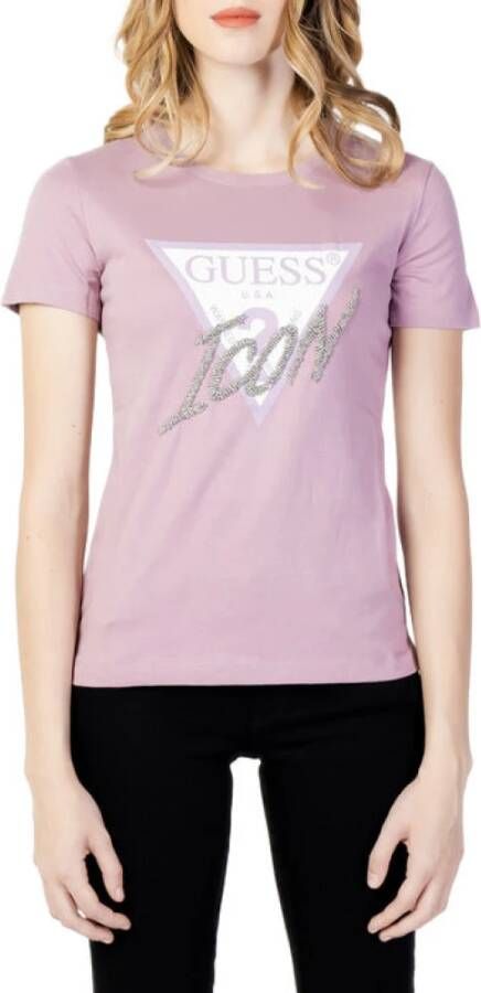 Guess SS CN Icon T -shirt Roze Dames