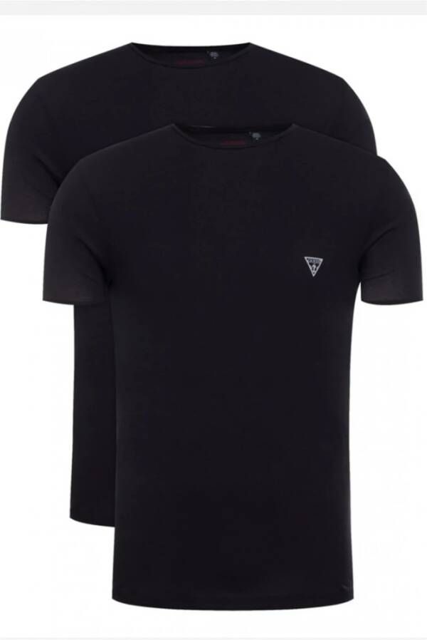 Guess Zwart Stretch T-Shirt met Bedrukt Logo Black Heren