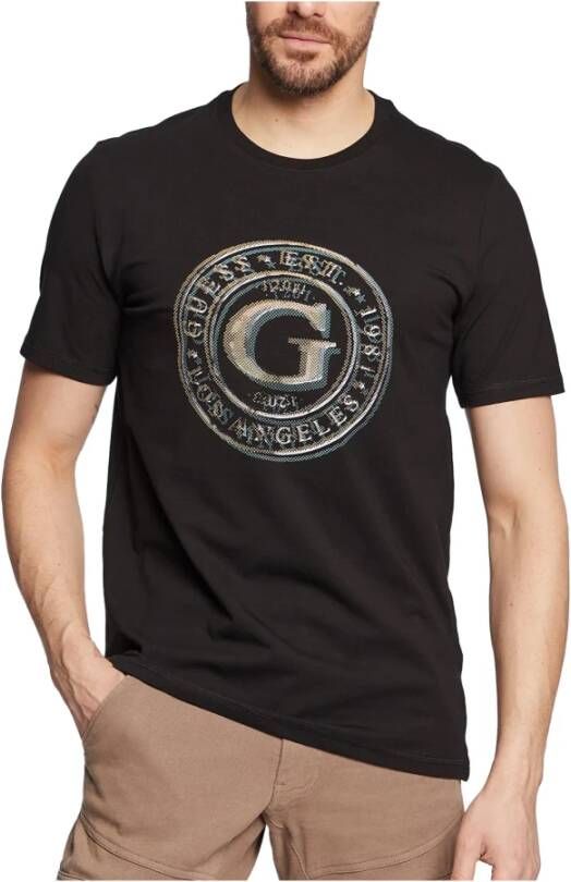 Guess T-shirt Zwart Heren