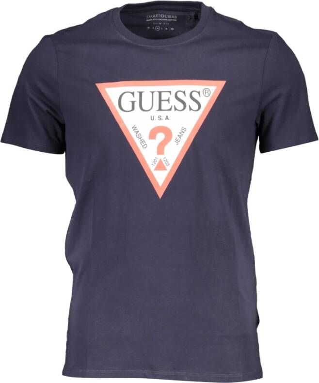 Guess Blue T-Shirt Blauw Heren
