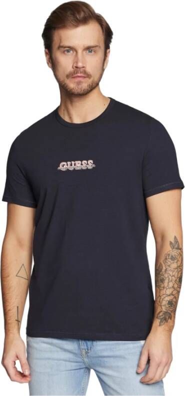 Guess T-Shirts Blauw Heren
