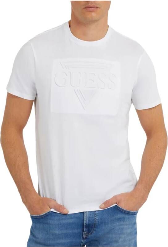 Guess T-shirts en Polos met reliëf logo White Heren