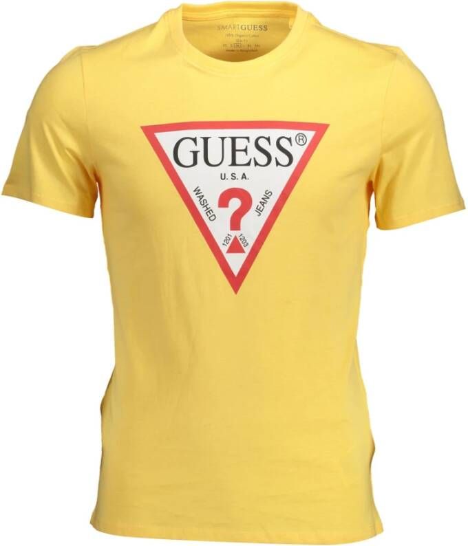Guess Heren Gele Slim Fit T-shirt Geel Heren