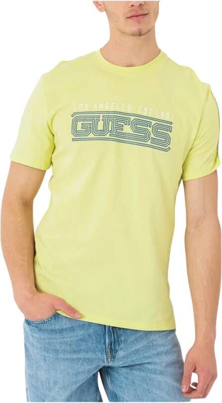 Guess T-Shirts Yellow Heren