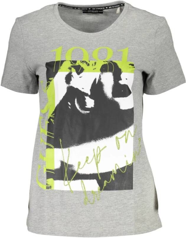 Guess Chic grijs logo T-shirt met fijne borduurwerk Gray Dames