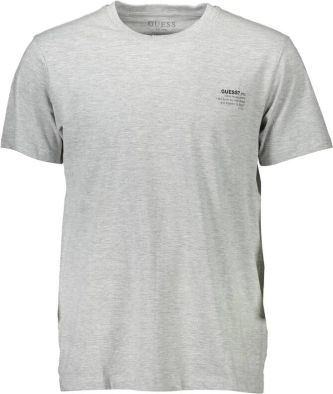 Guess Grijze Katoenen T-Shirt Korte Mouw Regular Fit Ronde Hals Print Logo Gray Heren