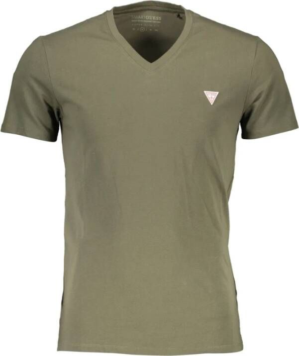 Guess Groen Katoenen T-Shirt Klassieke Pasvorm Green