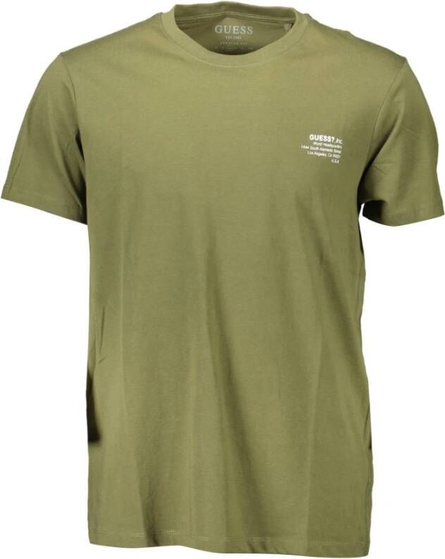 Guess Chique Groen Ronde Hals Tee met Iconische Print Green Heren