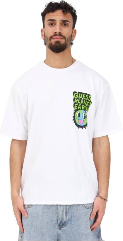 Guess Earth Day Planet T-shirt White Heren