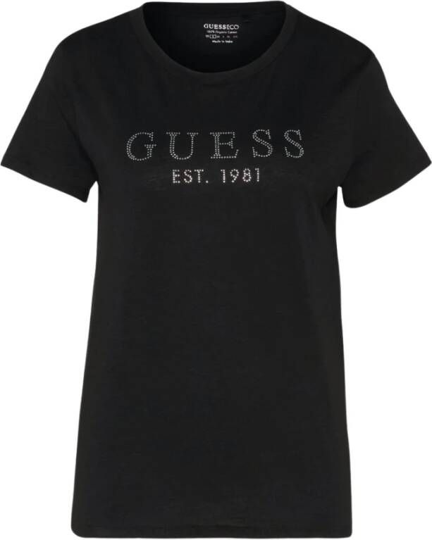 Guess Zwarte korte mouwen T-shirt voor vrouwen Zwart Dames