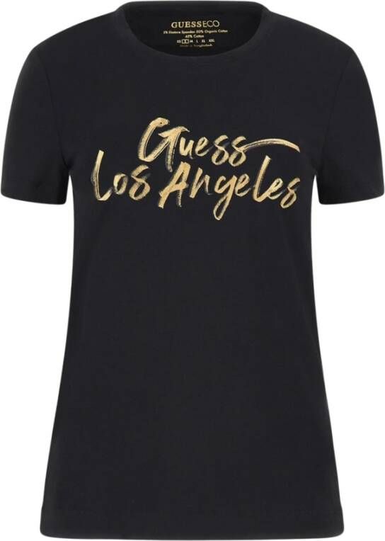 Guess Stijlvolle Gold LA Dames T-shirt Zwart Dames