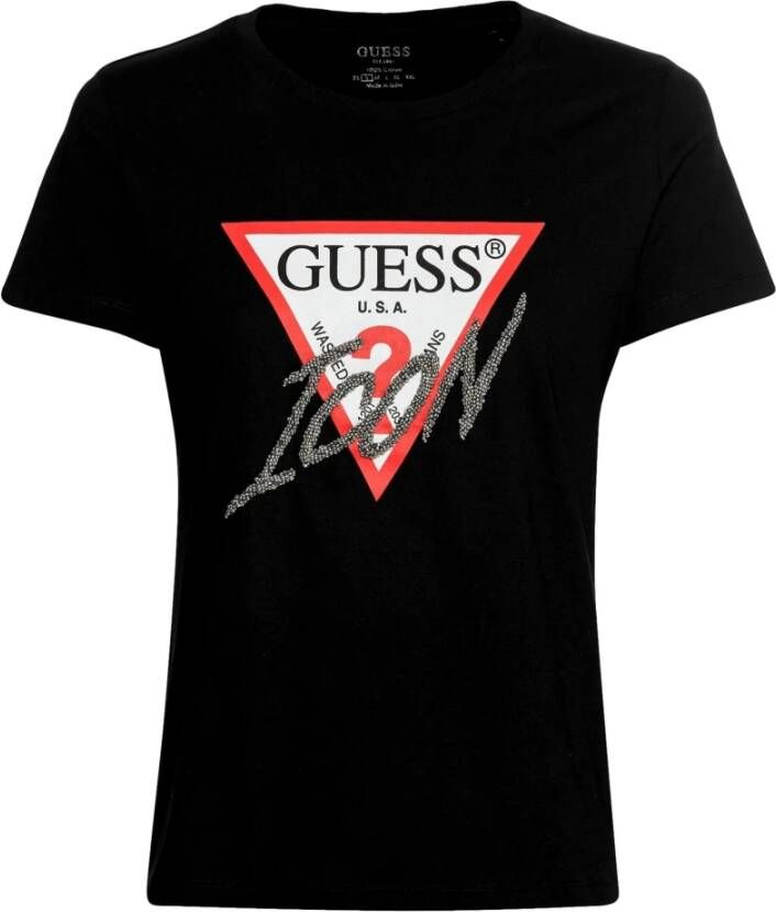 Guess Herfst Winter Dames Katoenen Tee Zwart Dames