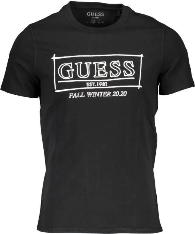 Guess Zwart T-shirt voor heren met logo print Zwart Heren