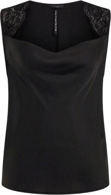 Guess Top met kanten inzetstukken Black Dames