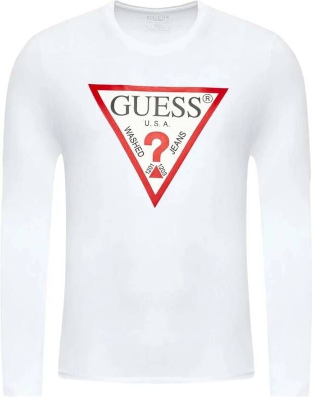 Guess Original Logo Longsleeve Shirt White Heren