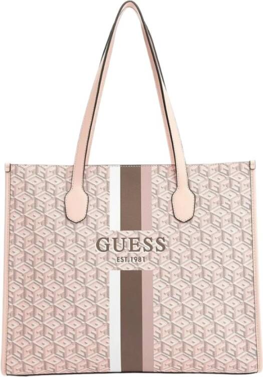 Guess Silvana Girlfriend Tote Pale Rose Multilogo Pink Dames