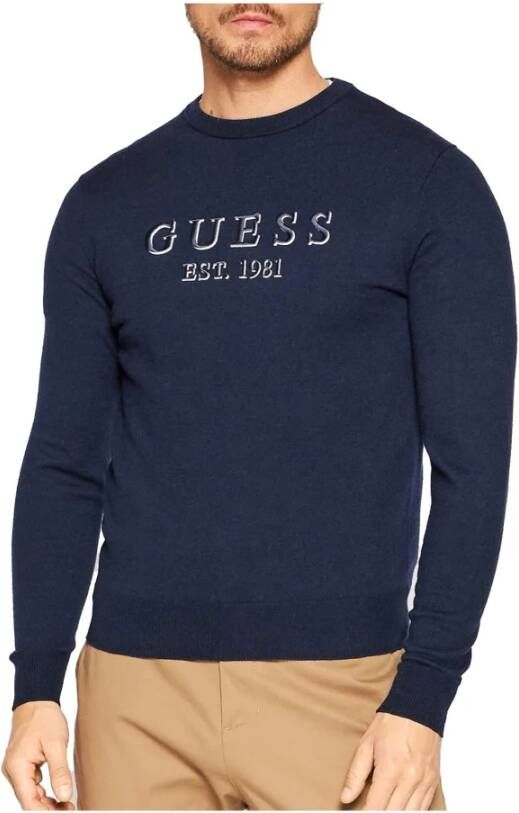 Guess Truien met ronde hals Blauw Heren
