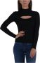 Guess Aansluitende Geribbelde Trui met Buste Opening Black Dames - Thumbnail 4