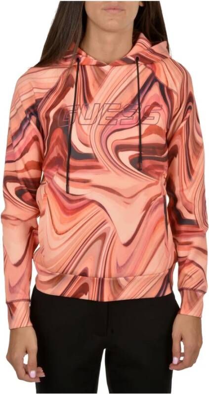 Guess All Over Print Hoodie Orange Dames