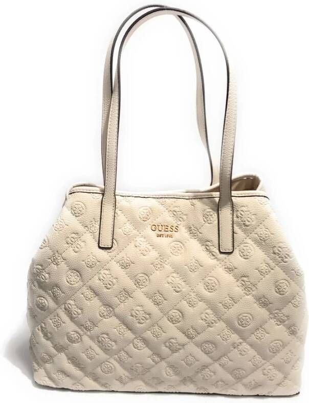 Guess Vikky Dames Tas met Grijze Steen Kunstleren Pochette Beige Dames